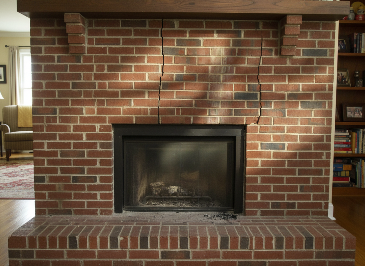 вертикальные трещины в камине