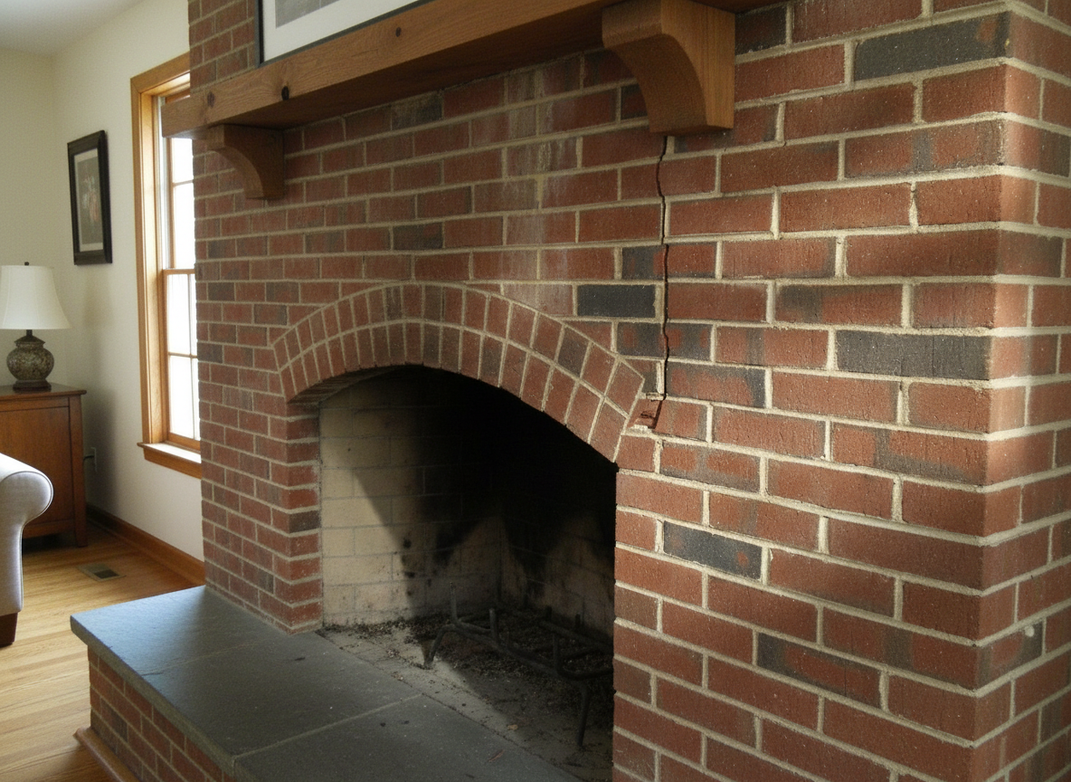 Трещины в кирпичной кладке камина